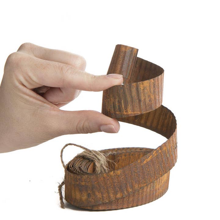 Factory Direct Craft - Wholesale Ribbon - Gift Wrapping - Rusty Tin Corrugated Ribbon (15 feet L x 1 in W) 2