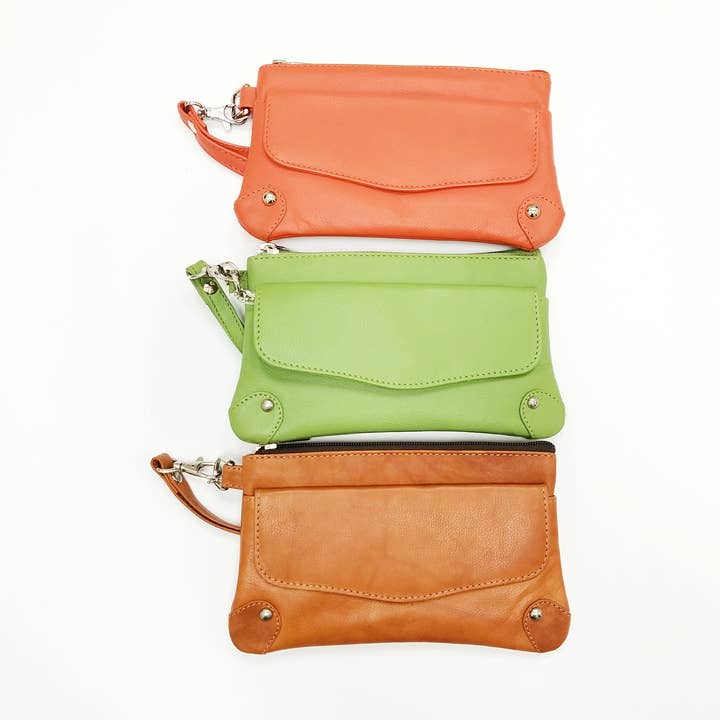 ASHLIN® | MINI COSMETIC AND PHONE WRISTLET | TUSCANY COWHIDE for wholesale by Ashlin Leather Boutique