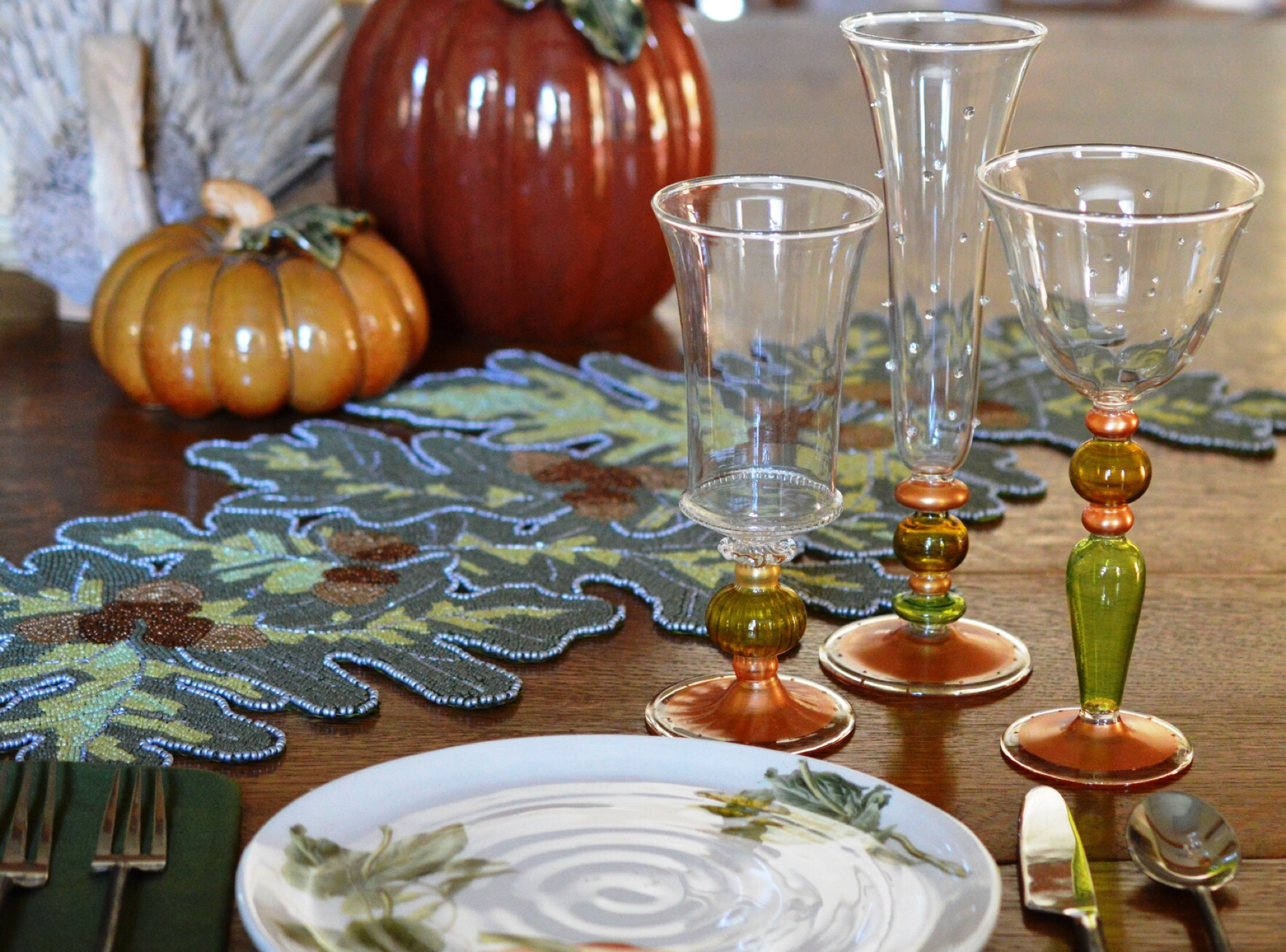 Golden Hill Studio - Wholesale Table Runner - Acorn Beaded Table Runner2