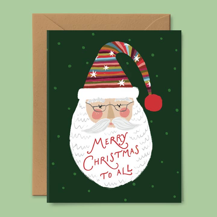 Rosy Cheeks Santa Card for wholesale by Pink Pigeon Studio