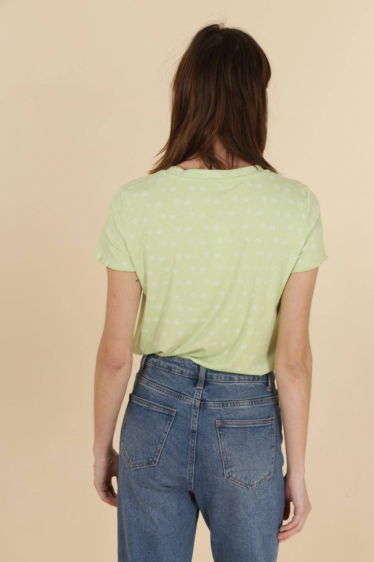 LICHTGROEN 31297 T-SHIRT MET MADELIEFJES voor groothandel op Faire3