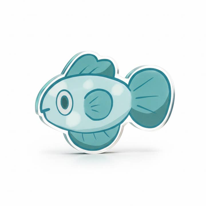 Fish Teal Acrylic Game Tokens 0.75" Double-Sided Print for wholesale by Naytendo