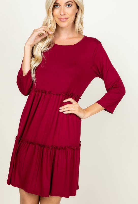 HEIMISH – wholesale Dress – Women's – SD1095S SOLID DRESS WITH RUFFLE DETAIL7