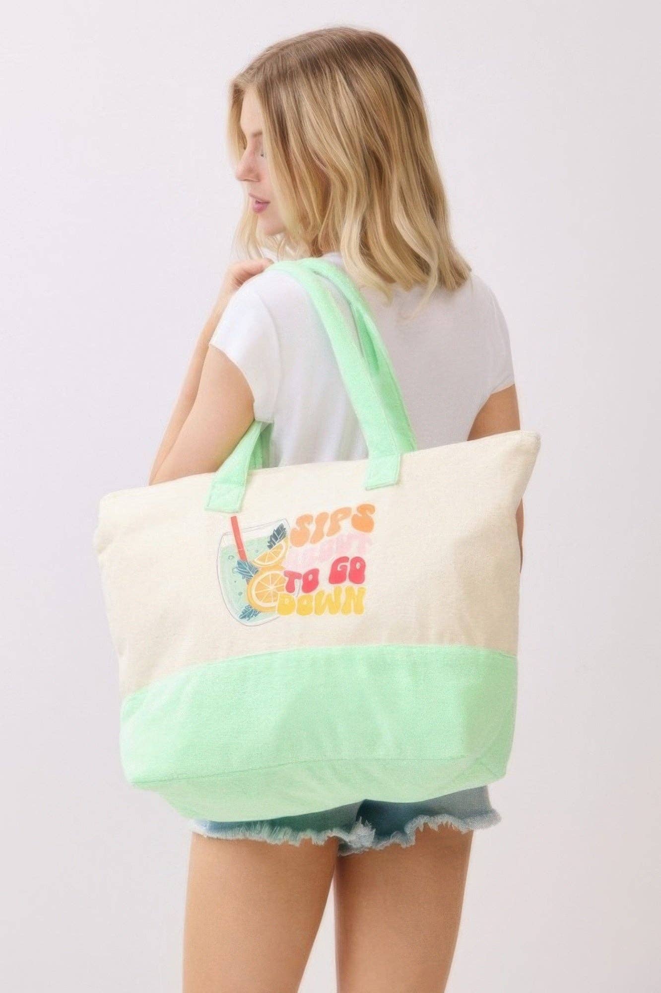 CC Wholesale Clothing - Wholesale Tote Bag - Women's - Sips About To Go Down Terry Tote2