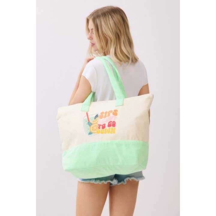 CC Wholesale Clothing - Wholesale Tote Bag - Women's - Sips About To Go Down Terry Tote2
