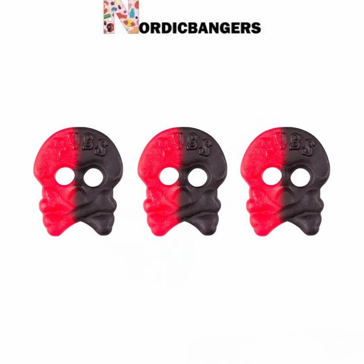Nordicbangers - Swedish Candy Supply - Vente Réglisse - Bonbons suédois - Crâne Framboise/Réglisse Bubs3