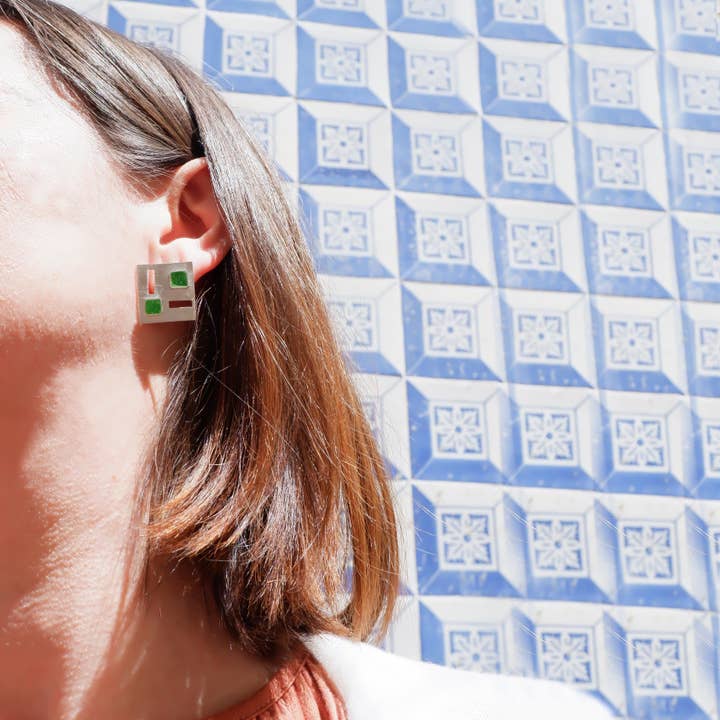 JDS JEWELLERY DESIGN STUDIO 2016 - Wholesale Stud/Post Earrings - Azulejos quadrados2