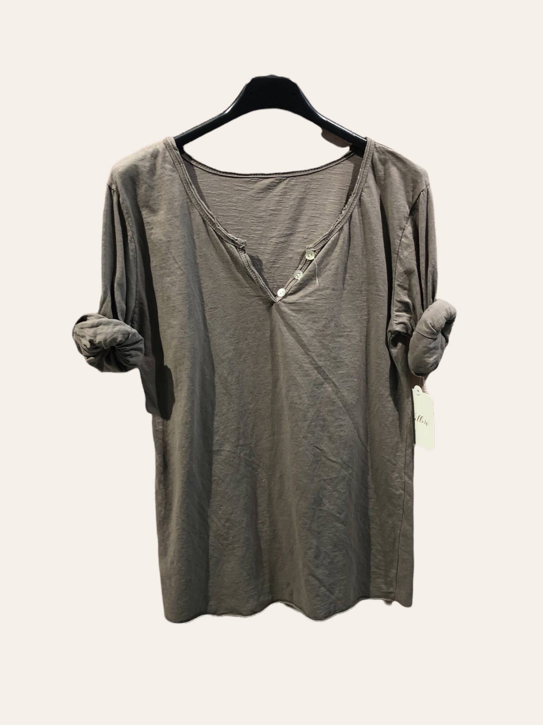 Moonsun - Wholesale T-Shirt - Women's - Plain long sleeve cotton T-shirt with Tunisian collar #30384