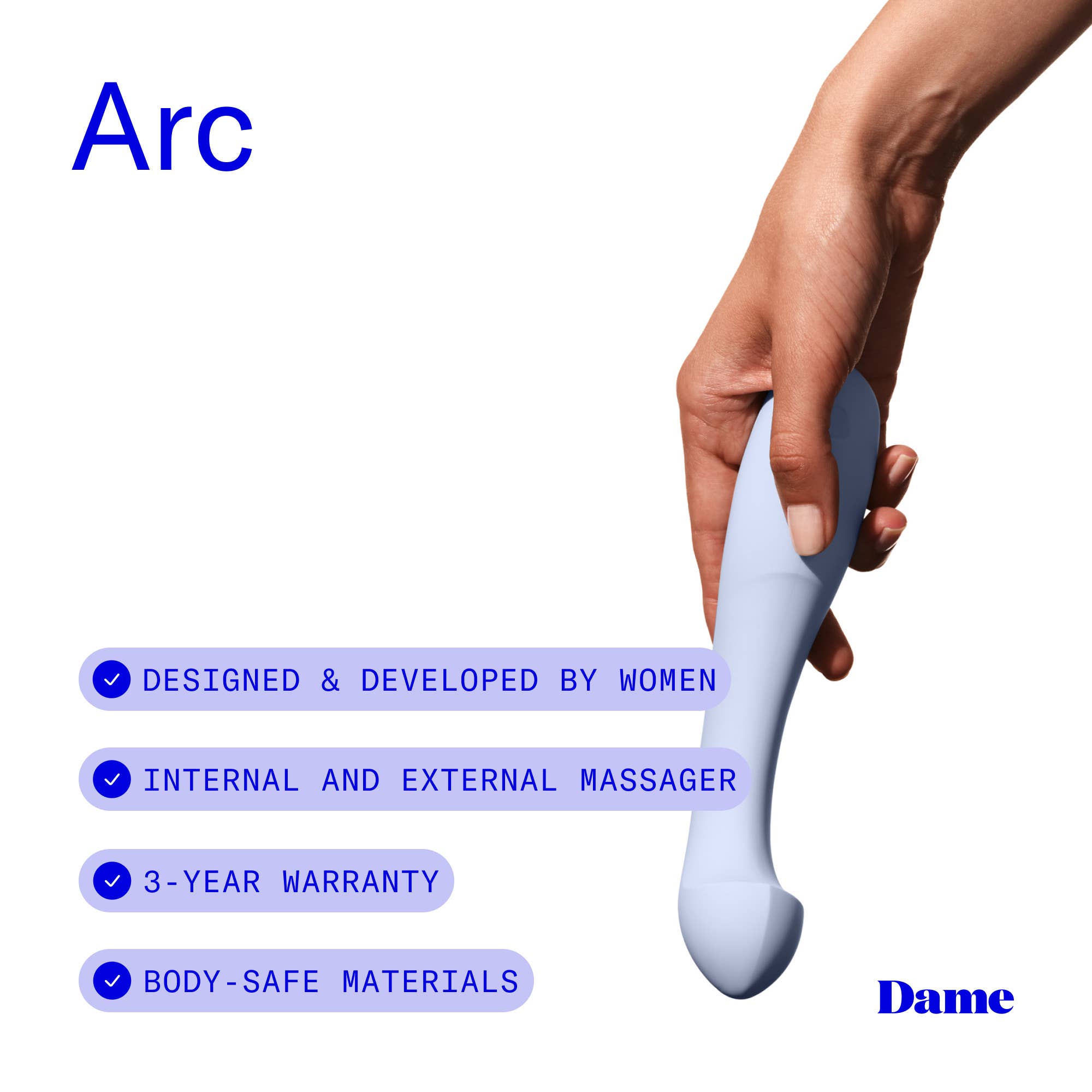 Dame Products - Wholesale Sex Toy - Arc Vibrator - Ice | G-Spot & Clitoral Stimulation1