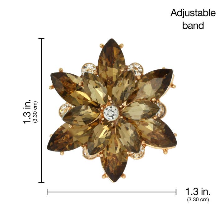 SP Sophia Collection - Wholesale Cocktail/Statement Ring - Rhinestone Crystal Flower Stretch Ring7