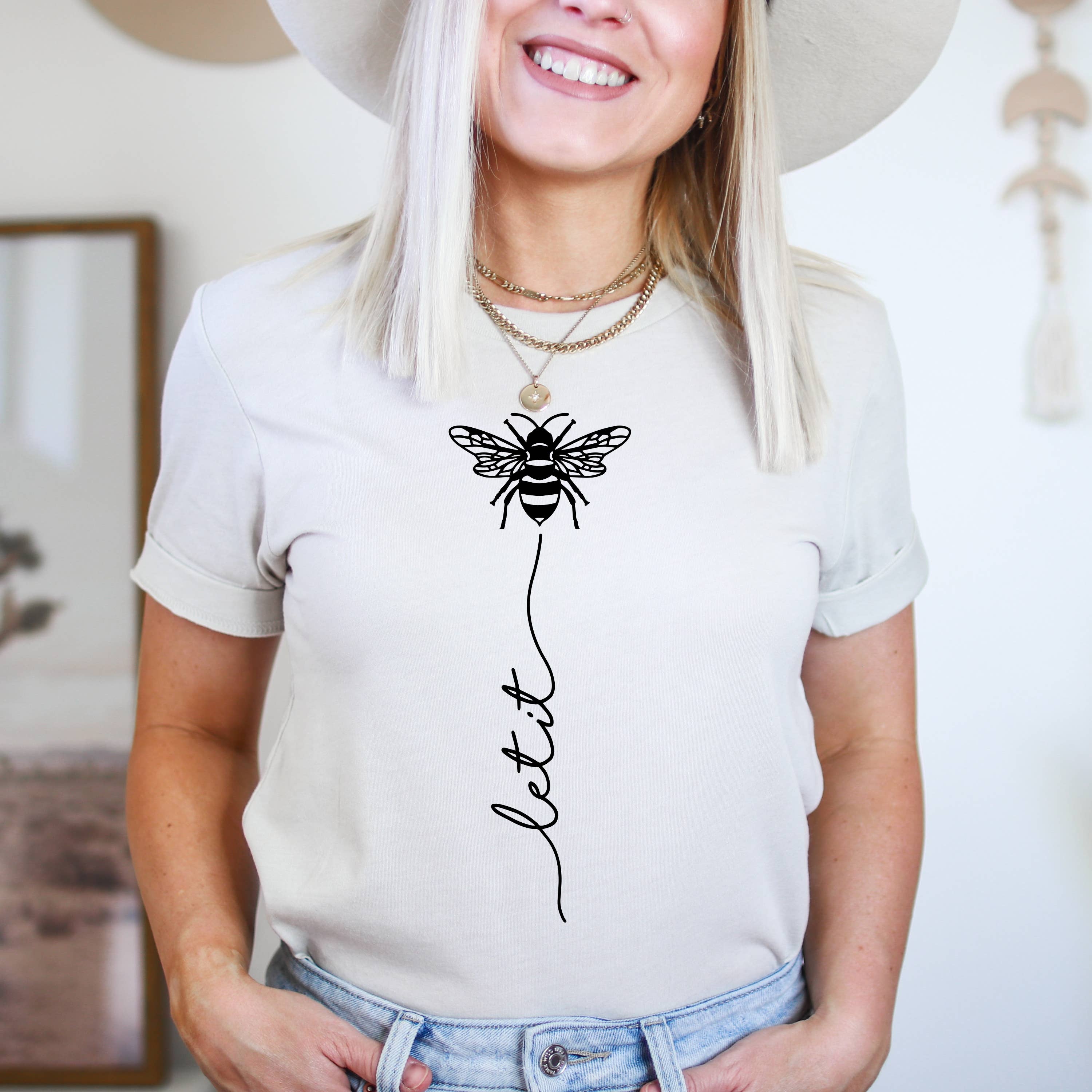 Humm & Willow - Wholesale Screen Printed T-Shirt - Women's - Let it Bee Shirt - Cute Bee Shirt - Boutique Bestseller5