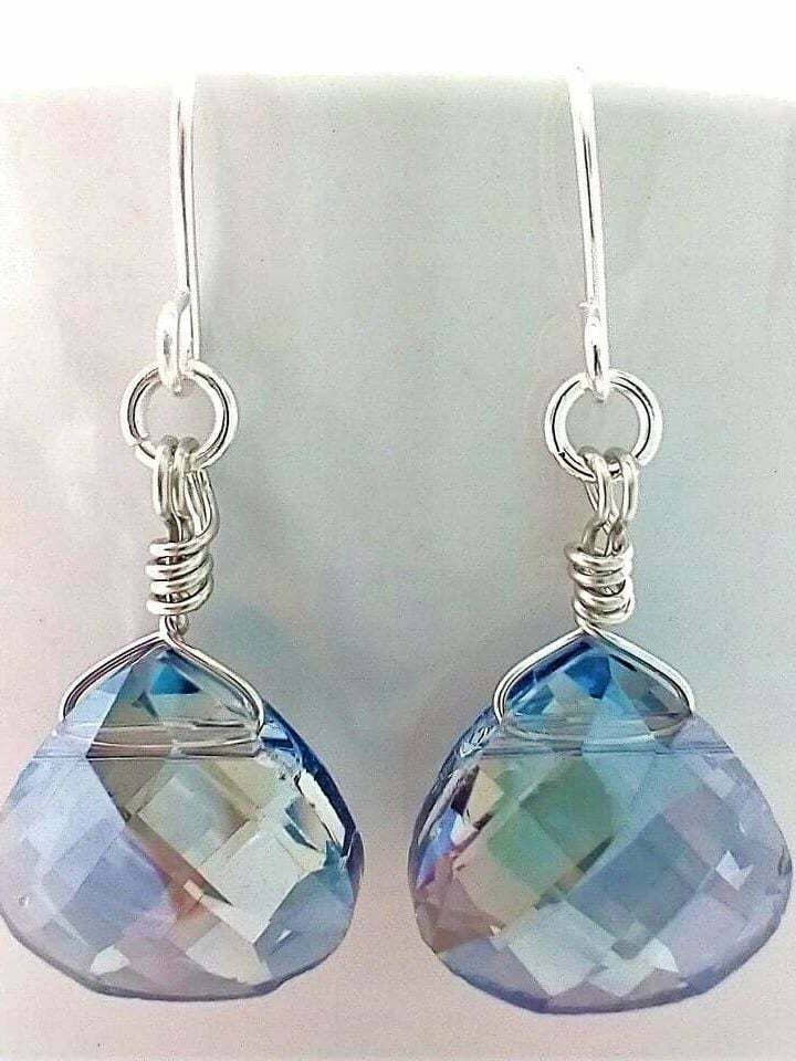 Sparkling Montana Gray Blue Teardrop Earrings for wholesale by Bad Apple Designs