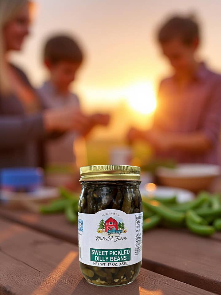 Søde syltede dildbønner - 17 oz for engroshandel hos State 28 Farm
