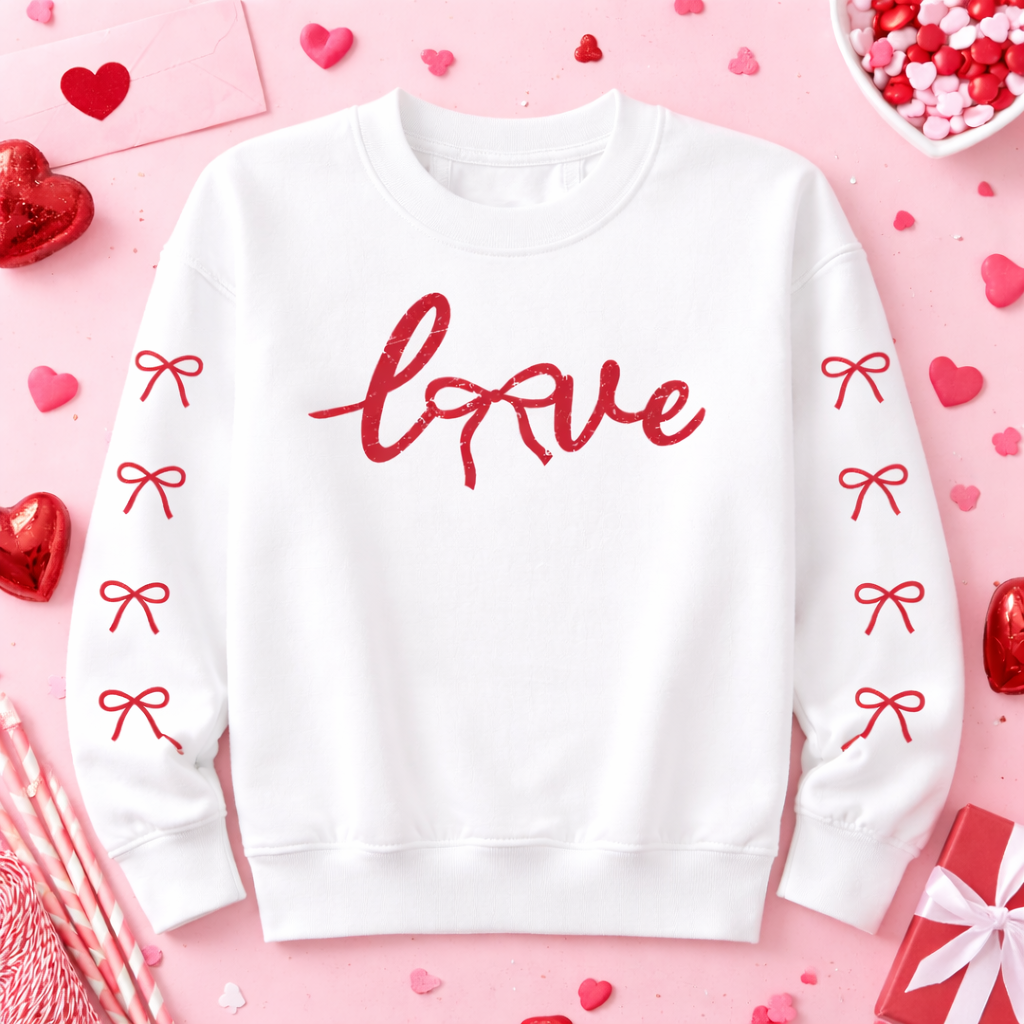 Glitter & Dirt Mn - Wholesale Graphic Sweatshirt - Women's - Valentines Love bows1