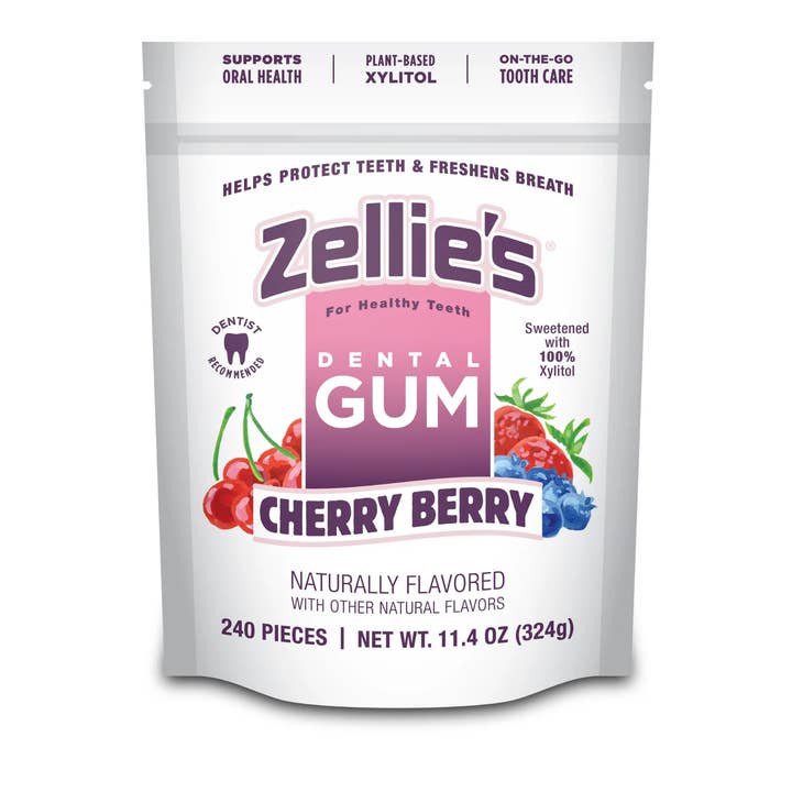 Zellie's Xylitol Dental Gum - Cherry Berry Gum 240ct Pouch for wholesale by Zellie's
