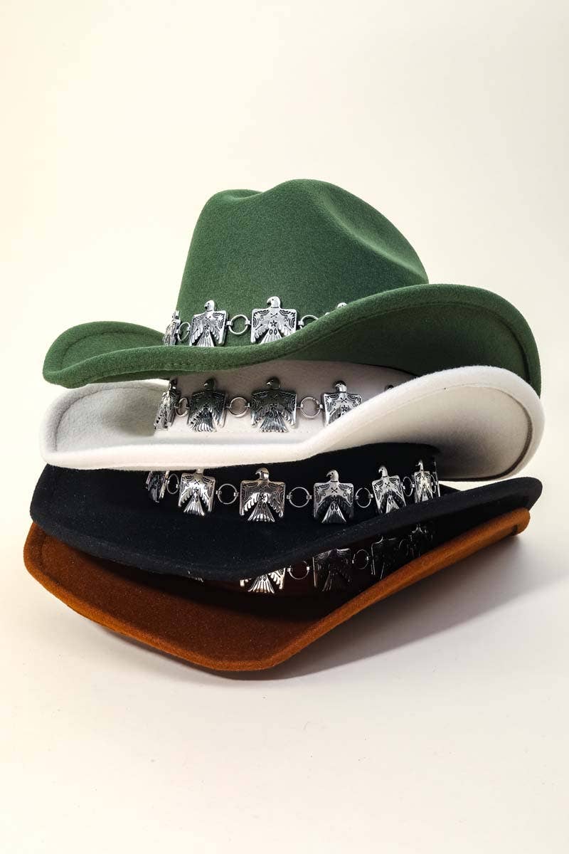 Anarchy Street – Chapéu de cowboy - Mulher por atacado – Chapéu de Cowboy Ocidental com Corrente de Águia5