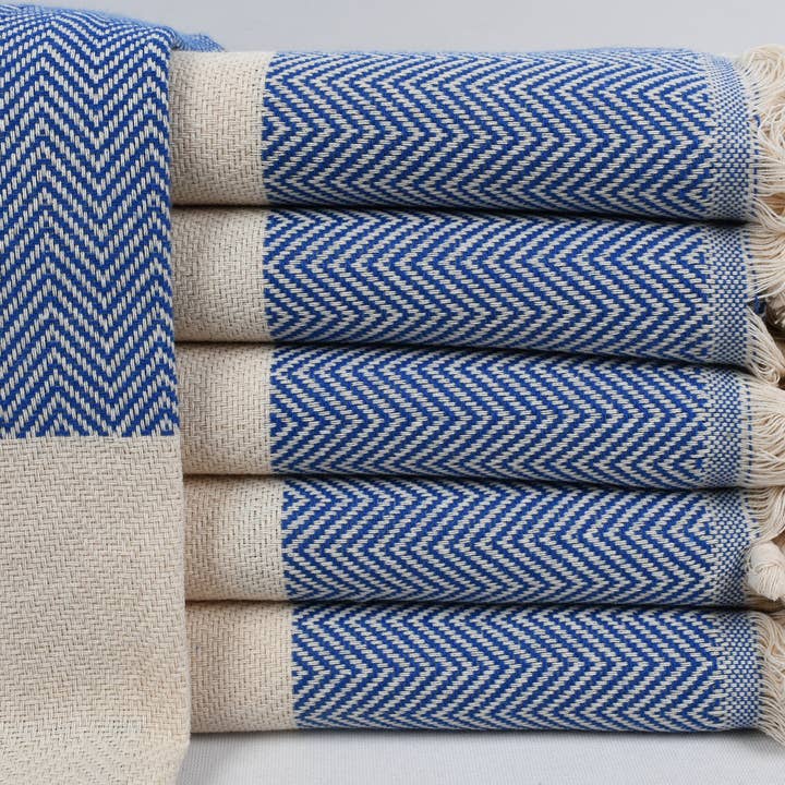 Organic Turkish Cotton Beach Towel with Herringbone Pattern for wholesale by Organic Turkish Towels