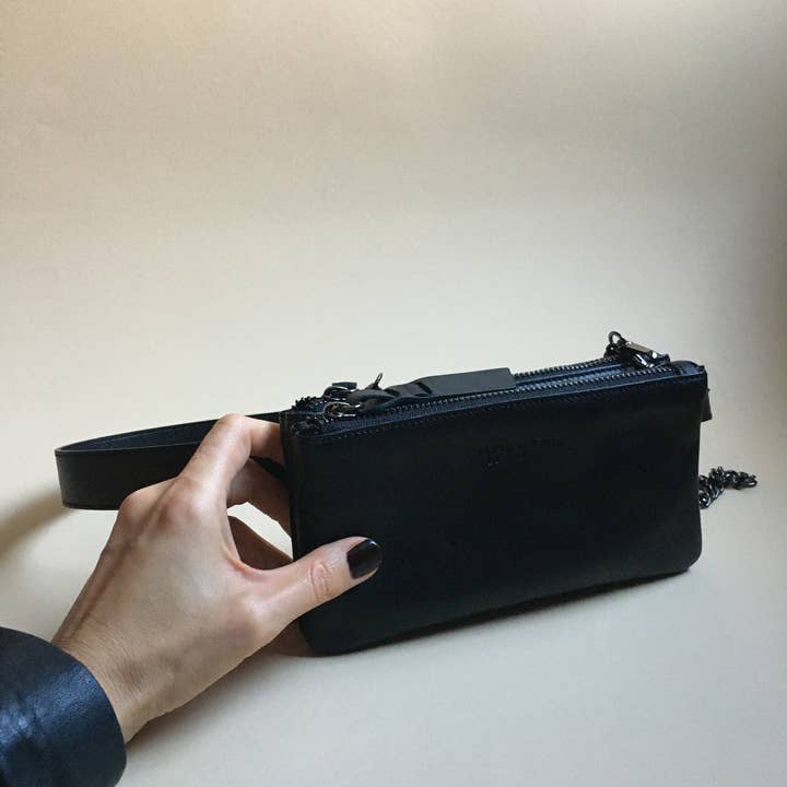 TIEFENBACHER LEHMANN – Großhandel Clutch – Damen – Mini Bag Black Lacquer - Black Silver Lacktasche Abend