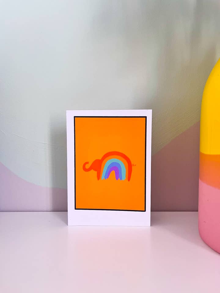 Biglietti di auguri Rainbo Elephant, pacchetto, Manchester, cartolina per la vendita all'ingrosso da parte di Blümeli Shop