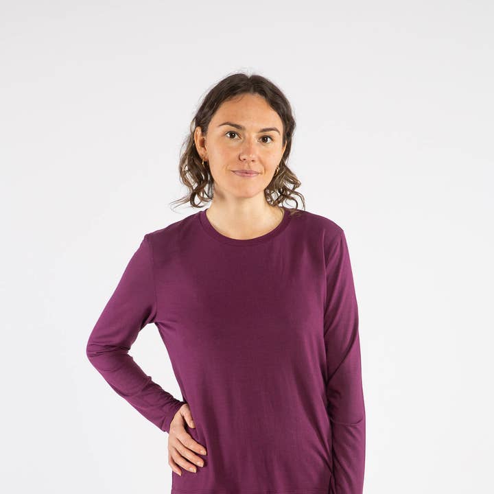 Soft Longsleeve aubergine for wholesale by Matona