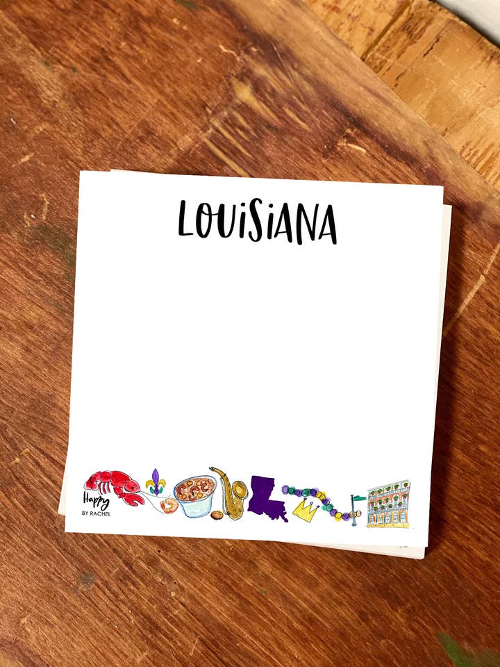 State of Louisiana Chunky Notepad-Stationary 100 pg for wholesale by Happy By Rachel, LLC