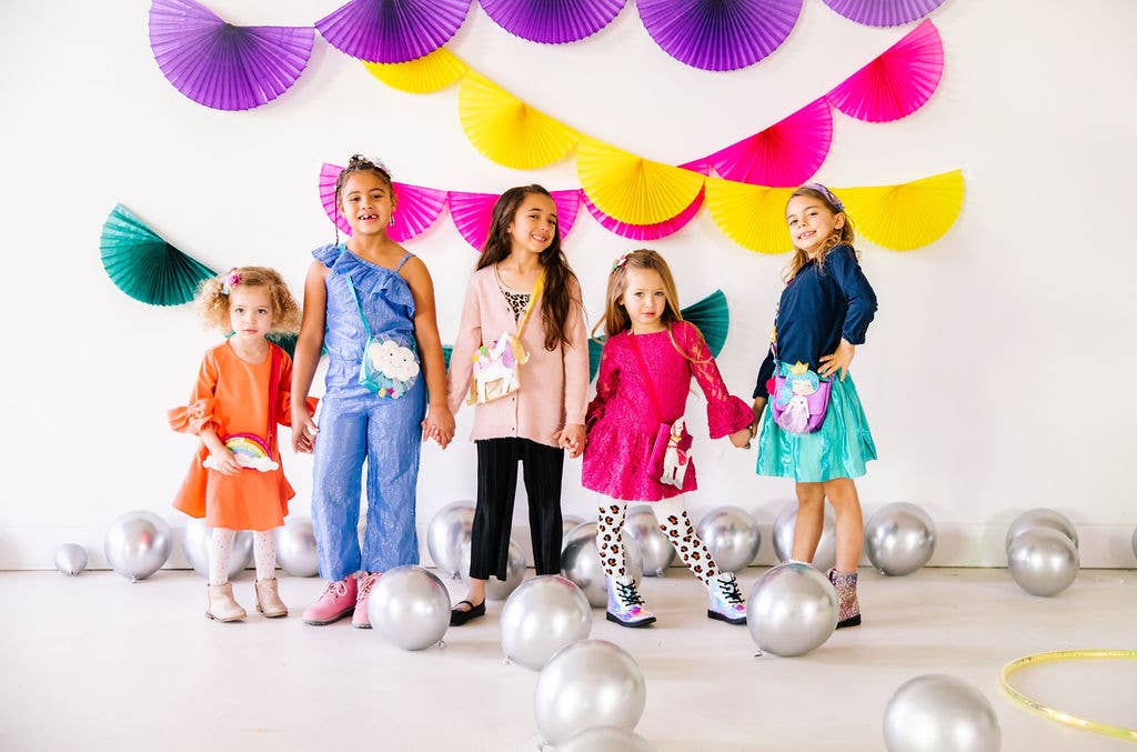 Lily and Momo - Wholesale Shoulder Bag - Kids - Floral Glitter Mermaid Bag- Glitter gold and lilac3