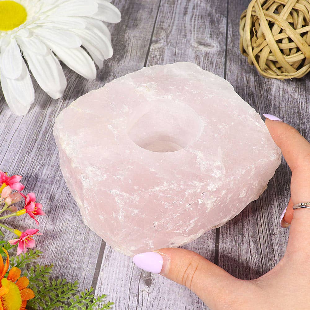 Natures Artifacts Inc - Venta al por mayor Candelabros - Portavelas de cuarzo rosa4