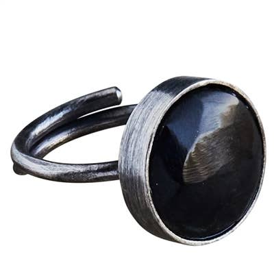 Penny Ring, Brass, Dark Horn for wholesale by HomArt