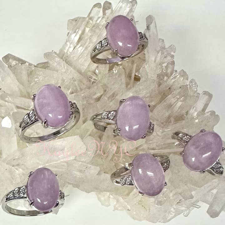 Natural Kunzite Ring White Bronze for wholesale by KayleeNYC
