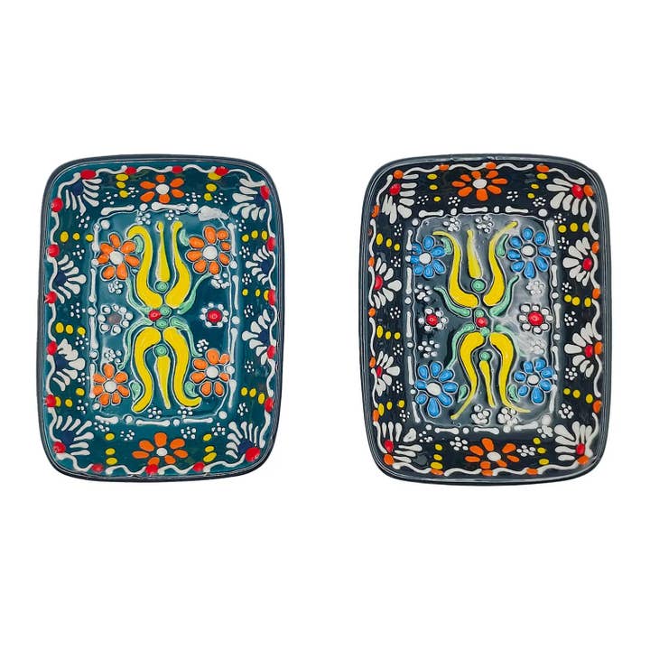 Etnico del Mondo - Wholesale Decorative Plate/Dish/Bowl - Pair of Turkish Ceramic Bowls Relief-Ethnic Craftsmanship