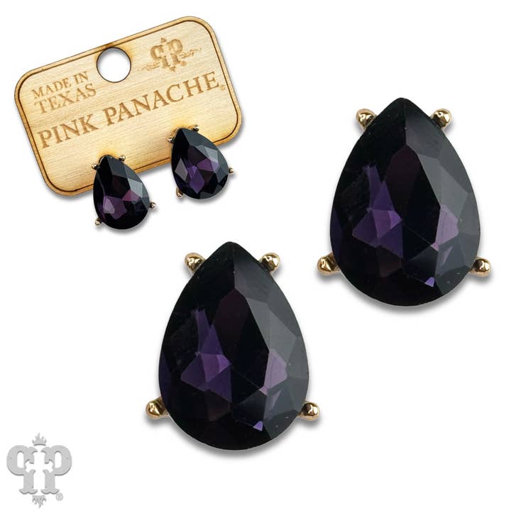 Orecchino a perno con goccia di strass - LC per la vendita all'ingrosso da parte di Pink Panache Brands