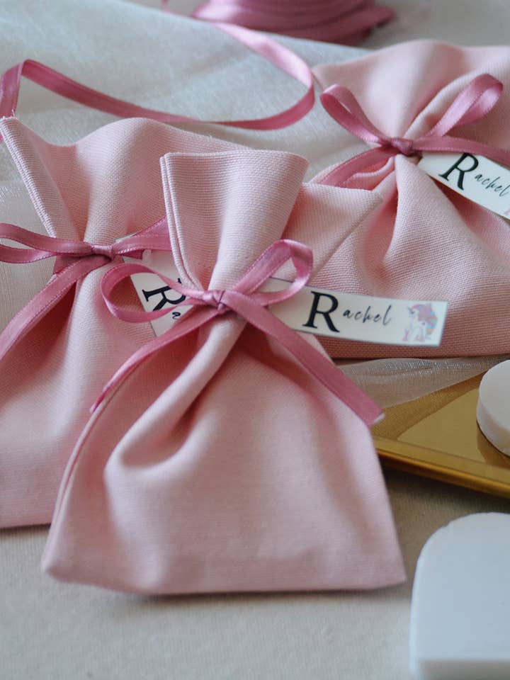 Linen Bag Personalized, Sachet Bag Pouches Pink, Soap Gifts for wholesale by Uniq Favors