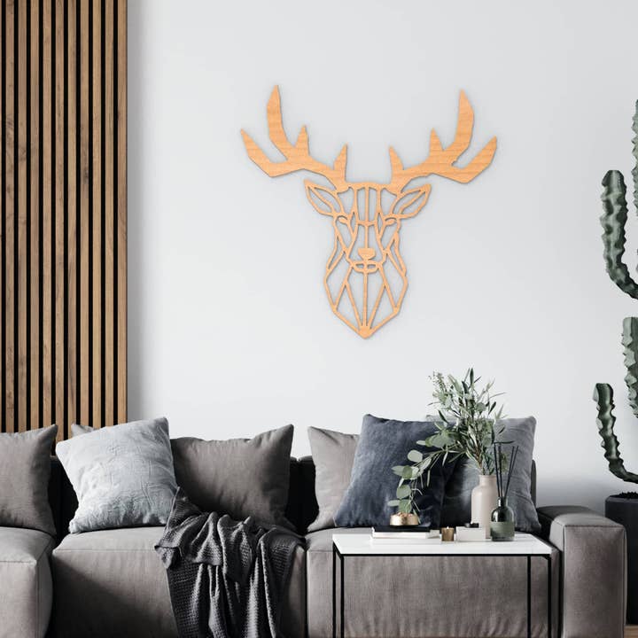 PeroWorx Designs - Wholesale Wall Accent - Geometric Deer Wood Wall Decoration, Home Décor