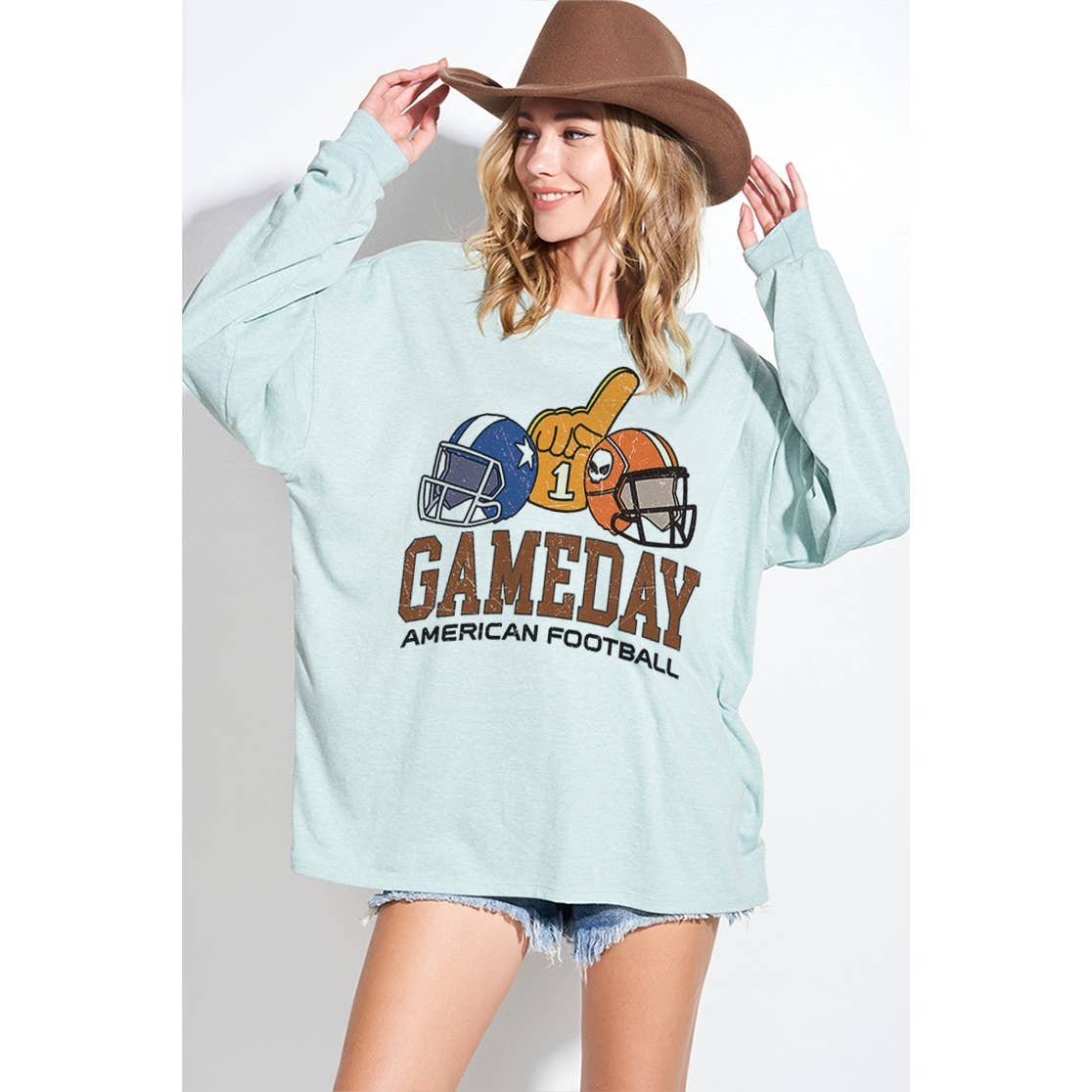 Phil Love - Wholesale Graphic Sweatshirt - Women's - Game day print tri blend oversized Sweatshirt 6