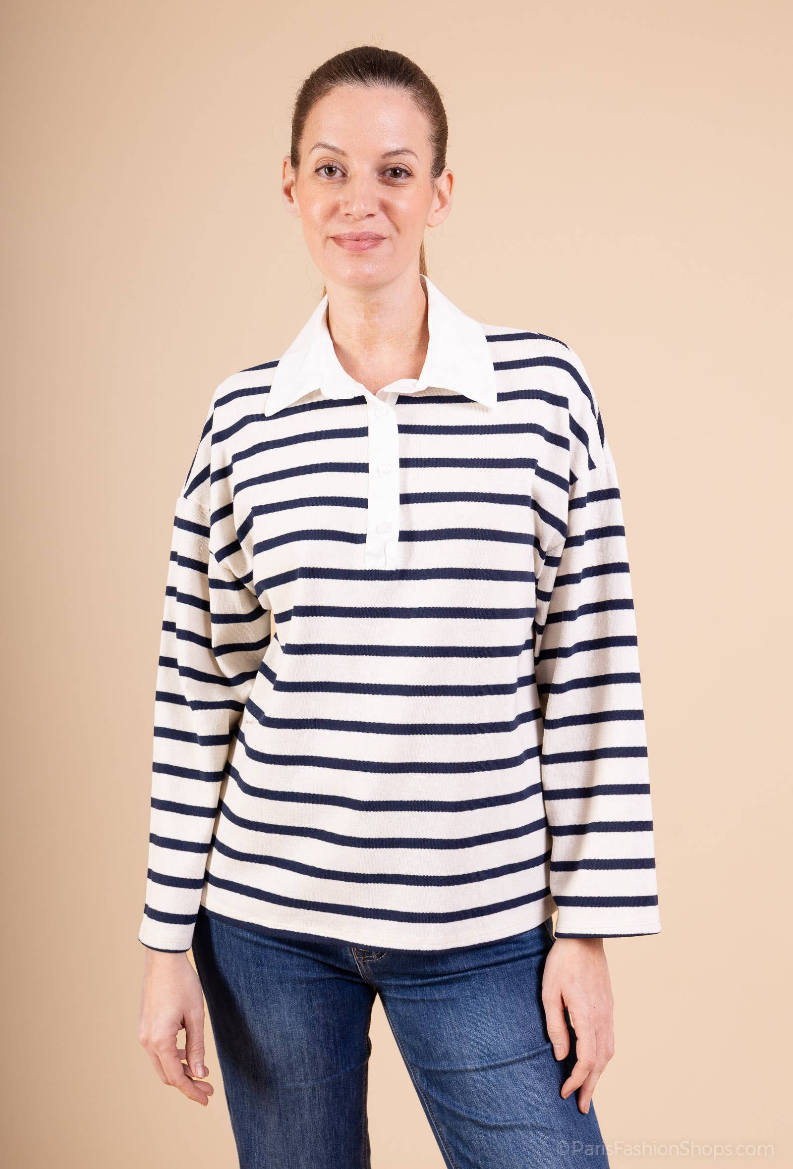 Pépouz' Paris - Vente Polo – femme - T-shirt rayé col chemise PP25150