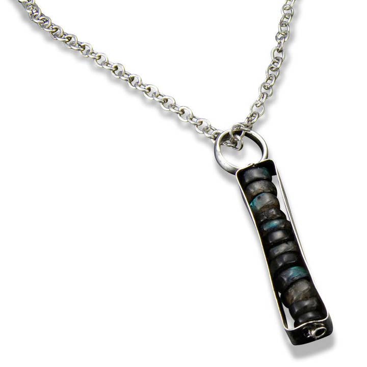 Handgemaakte antieke zilveren labradoriet staafketting voor wholesale door Anju Jewelry