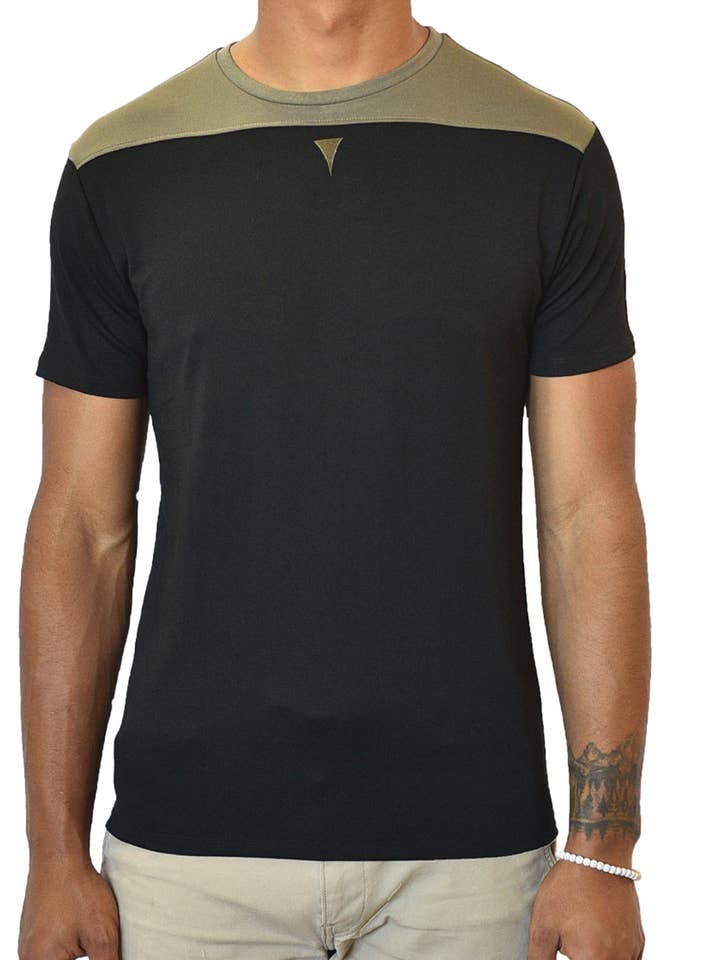 Colarinho de Manga Curta (Preto & Cinzento) por atacado de SpearPoint Apparel