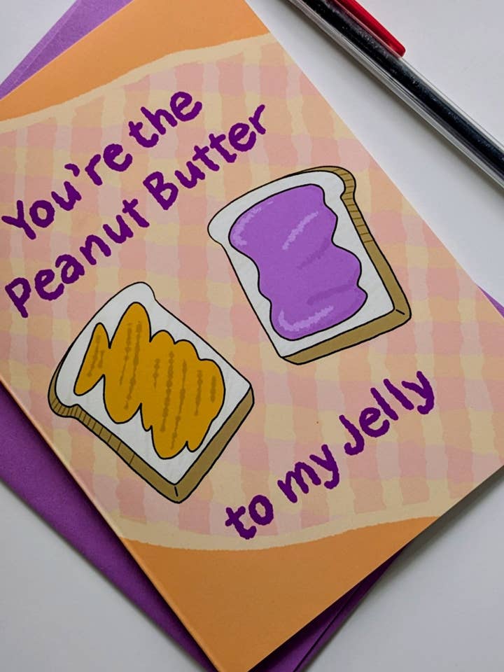 Peanut Butter Jelly Card for wholesale by Jacquelyn Turner Art