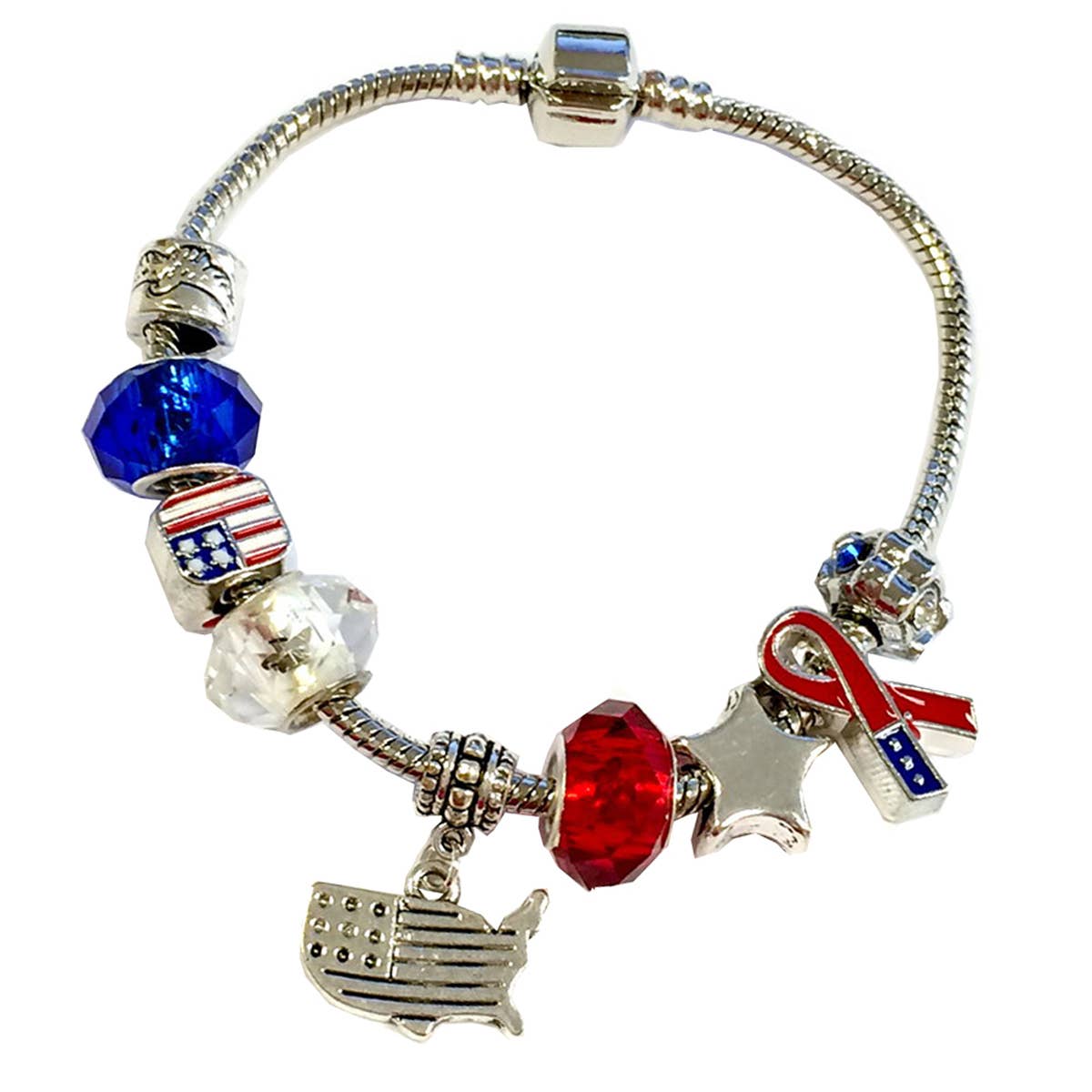 Fiona Accessories – wholesale Charm/dangle bracelet – 4th of July Bracelet American European Bead Bracelet2