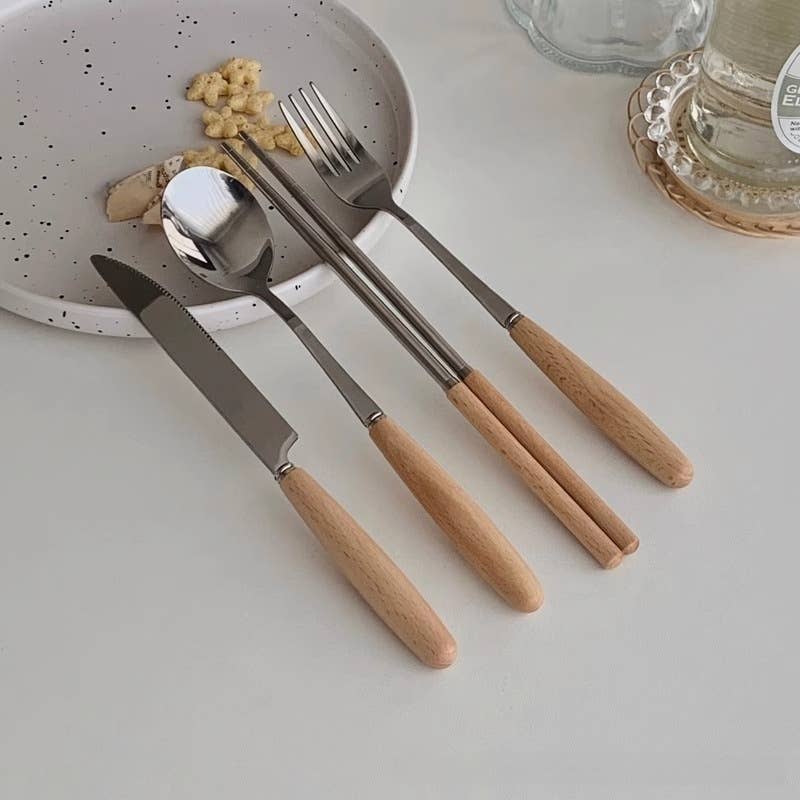 Otterware - Wholesale Cutlery set - Natural Wood Handle Stainless Steel Flatware Set7