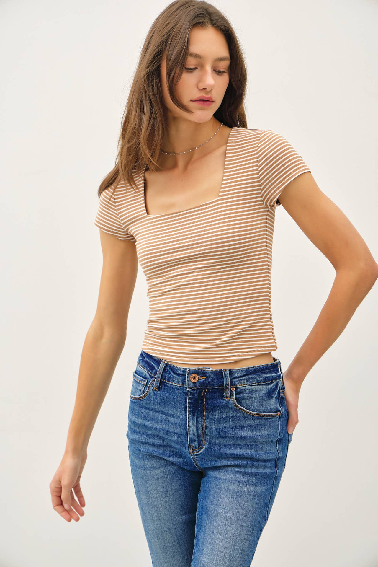 Be Cool - Wholesale Knit Top - Women's - ULTRA SOFT DOUBLE LINED STRIPED SQUARE NECK TOP 8