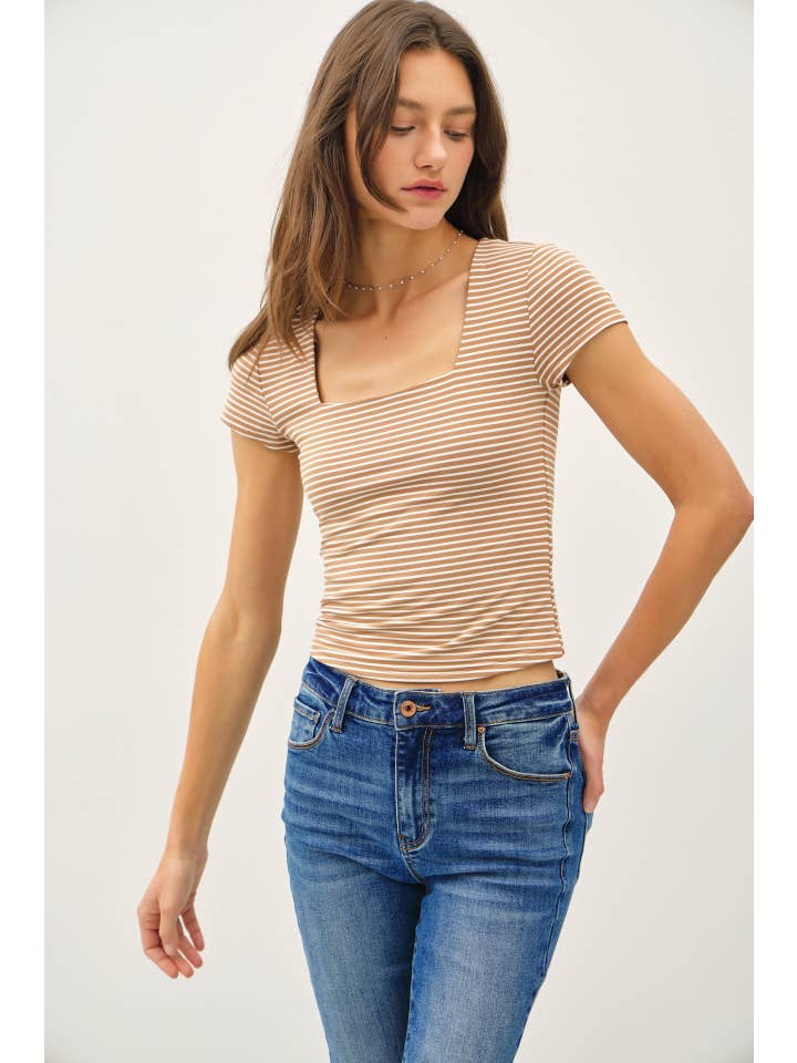 Be Cool - Wholesale Knit Top - Women's - ULTRA SOFT DOUBLE LINED STRIPED SQUARE NECK TOP 8