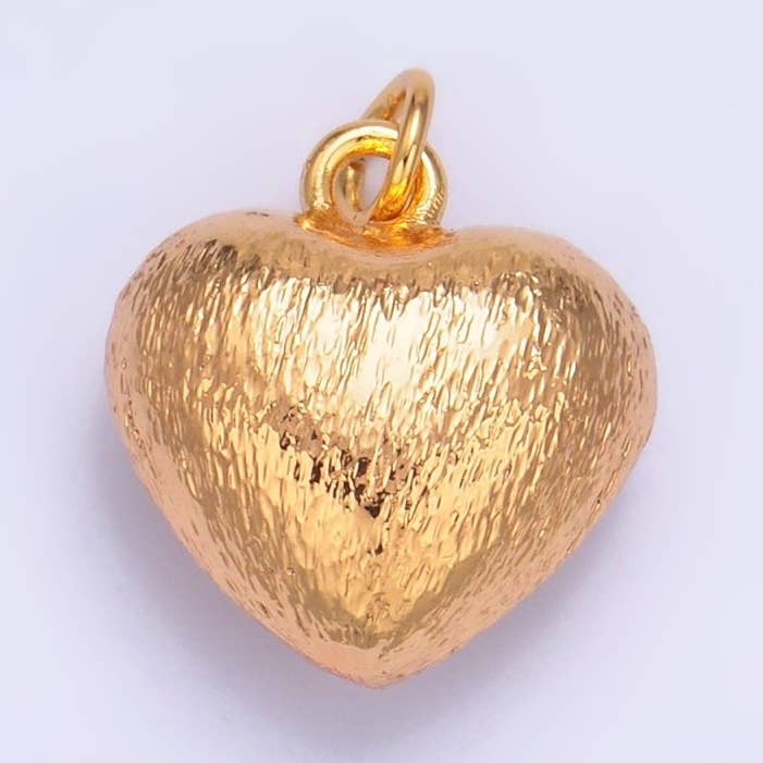 Colgante de Corazón Regordete Texturizado Multidimensional 3D Relleno de Oro de 24K | W264 para venta al por mayor de Aim Eternal