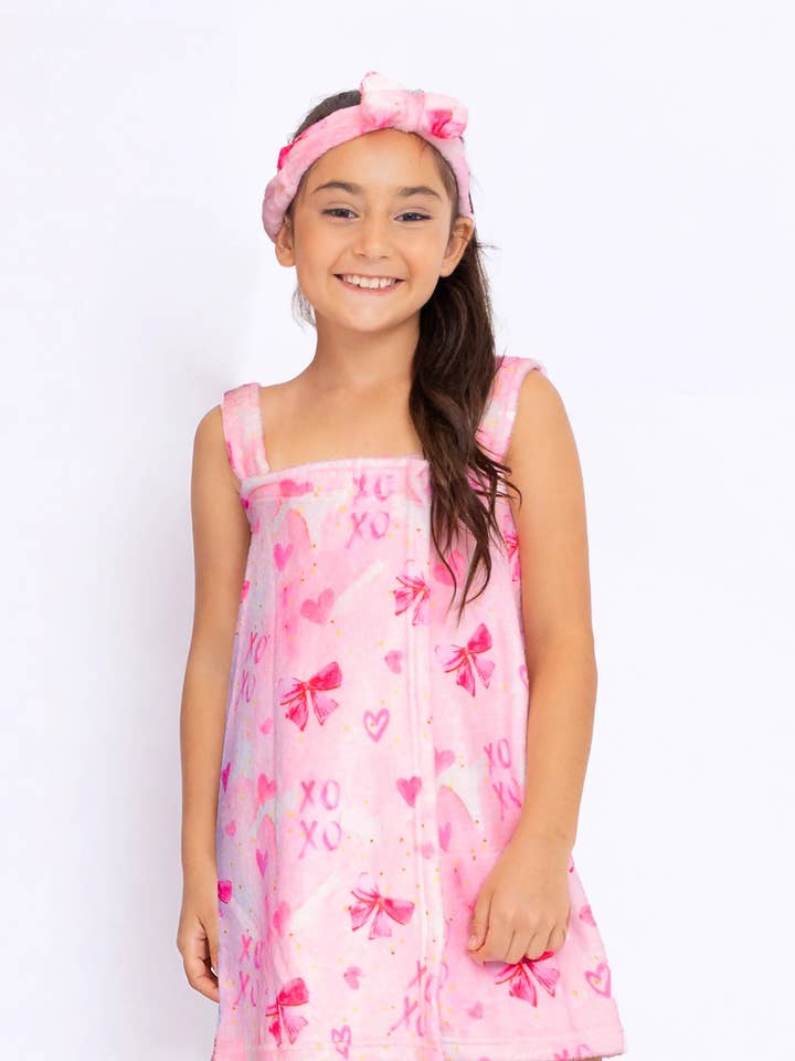 Plush Bow Print Spa Wrap for wholesale by Limeapple