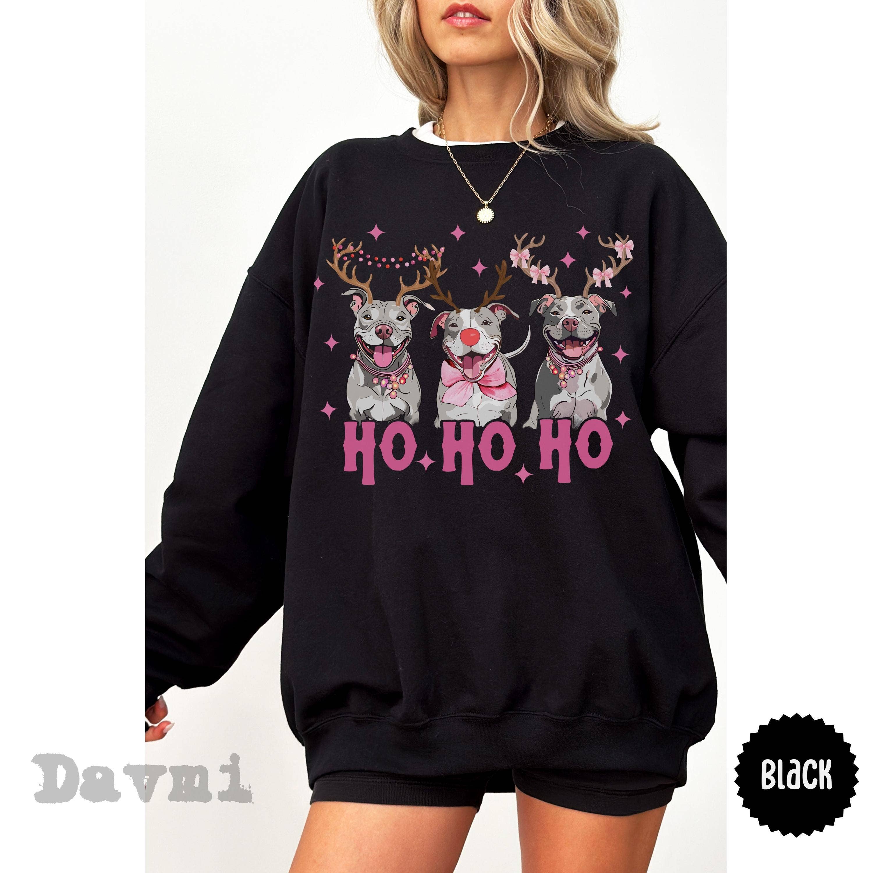 NVC Ecommerce LLC - Wholesale T-Shirt (Graphic) - Women's - Pitbull Christmas Shirt, Ho Ho Ho Crewneck Sweater7
