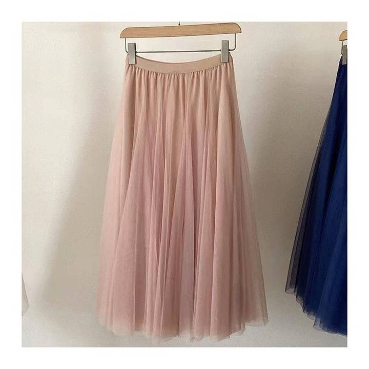 Plush Looks - Wholesale Skirt - Women's - Midi Pleated Tulle Skirt3