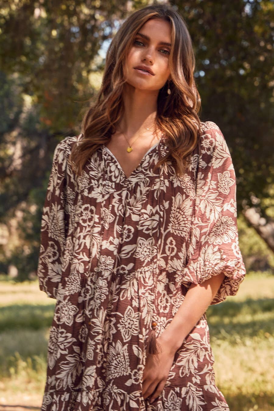 Oddi – Großhandel Kleid – Damen – Boho Bedrucktes Baby-Doll-Minikleid8