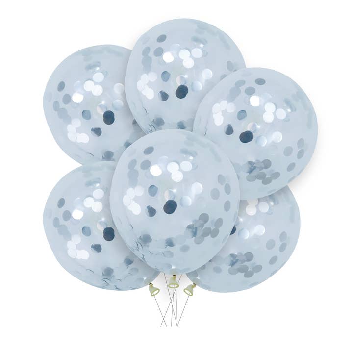 Confetti balloons 30cm, 6pcs, Silver confetti for wholesale by Designhouse95