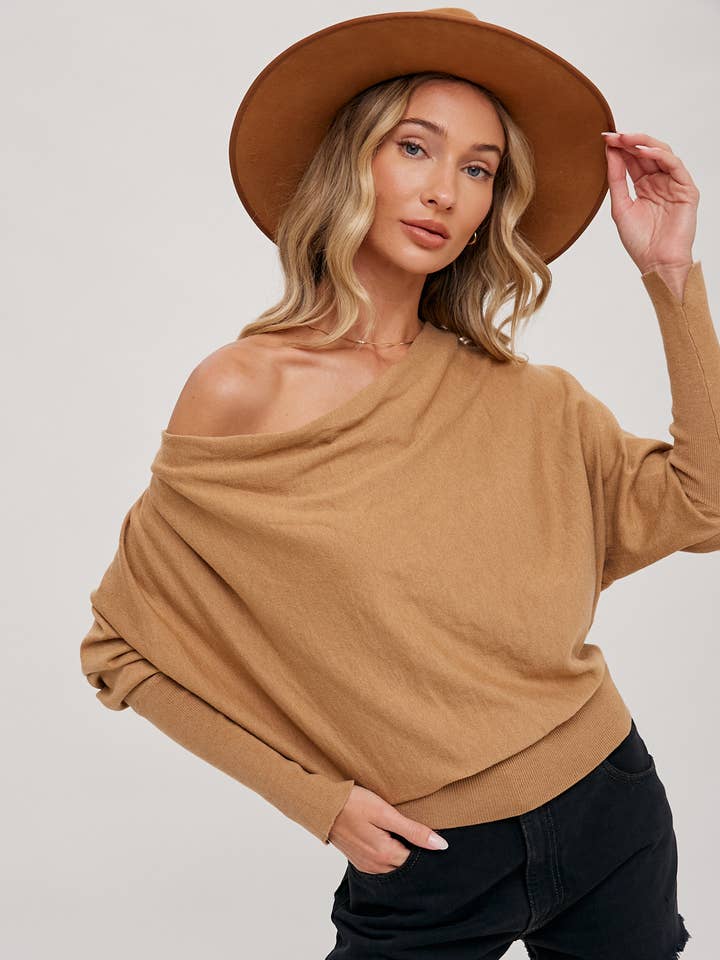 COWLNECK DOLMAN KNIT PULLOVER for wholesale by Bluivy