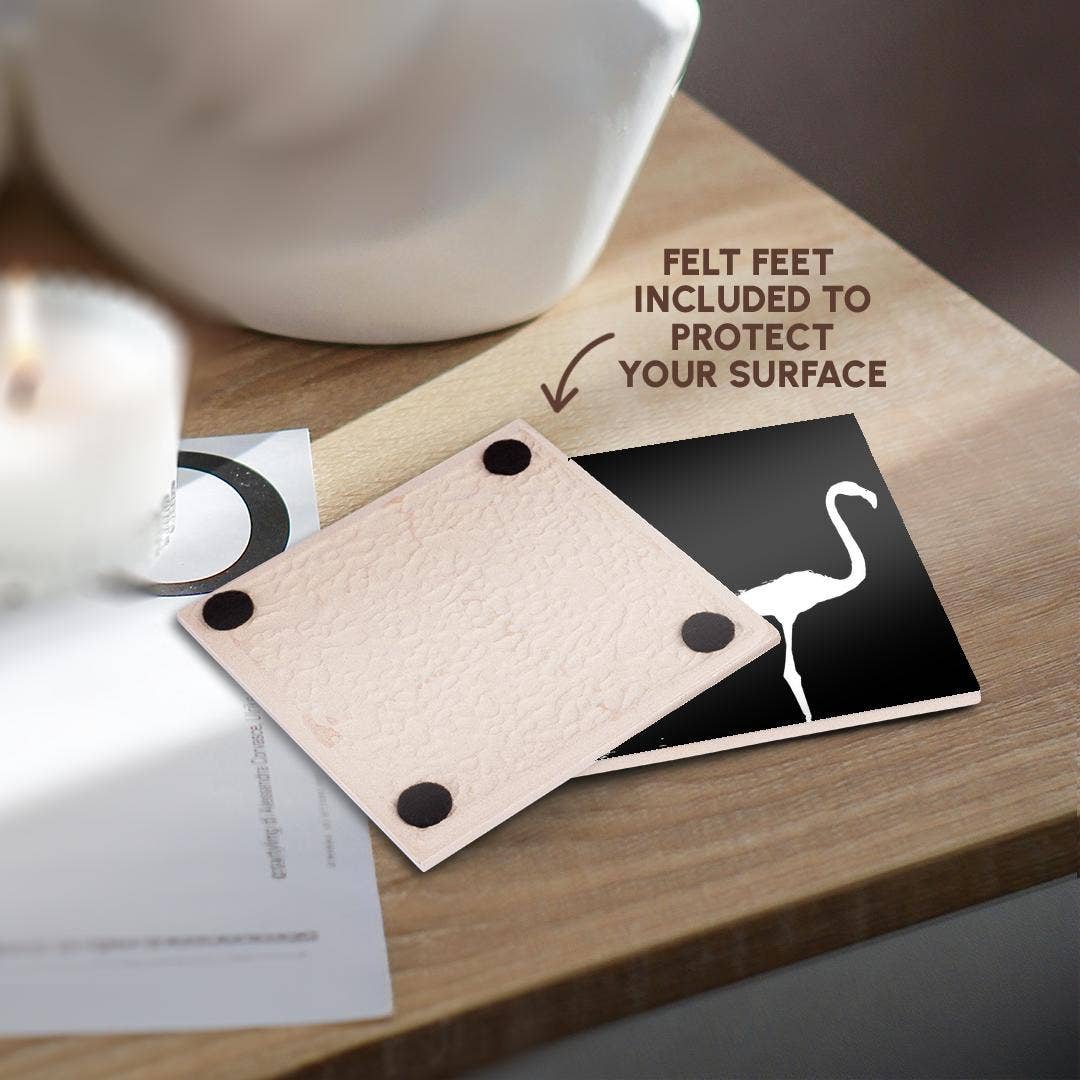 3dRose – wholesale Coasters – 3dRose, Three Flamingos Watercolor Silhouette In White, Coaster3